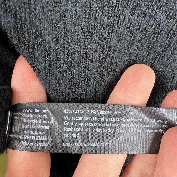 Eileen Fisher Knit black blouse, sheer accent at shoulders, Black, S - Picture 5 of 6